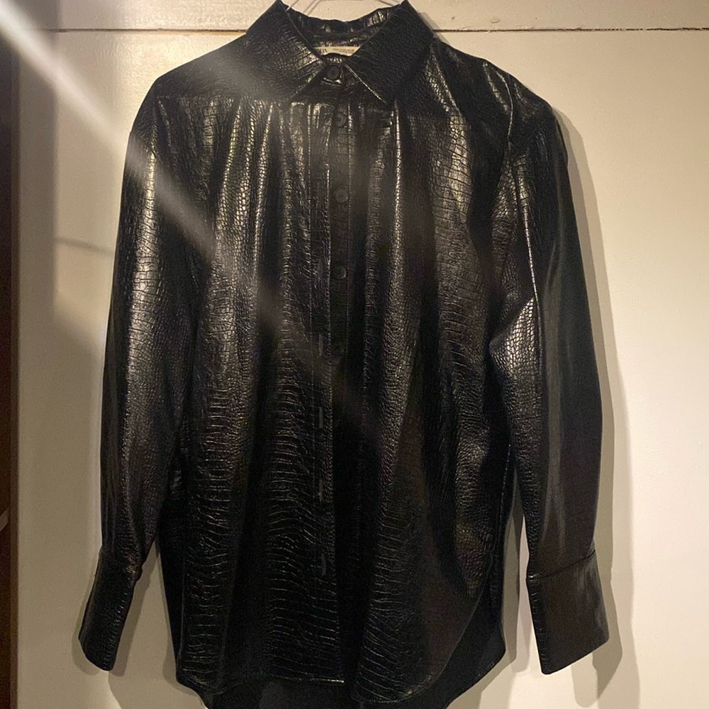 Faux alligator blazer
